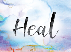 Heal Colorful Watercolor and Ink Word Art