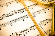 Harp with sheet music